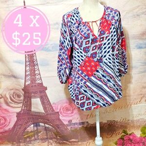 COMO Geometric Patterned Women's Top sz 1x